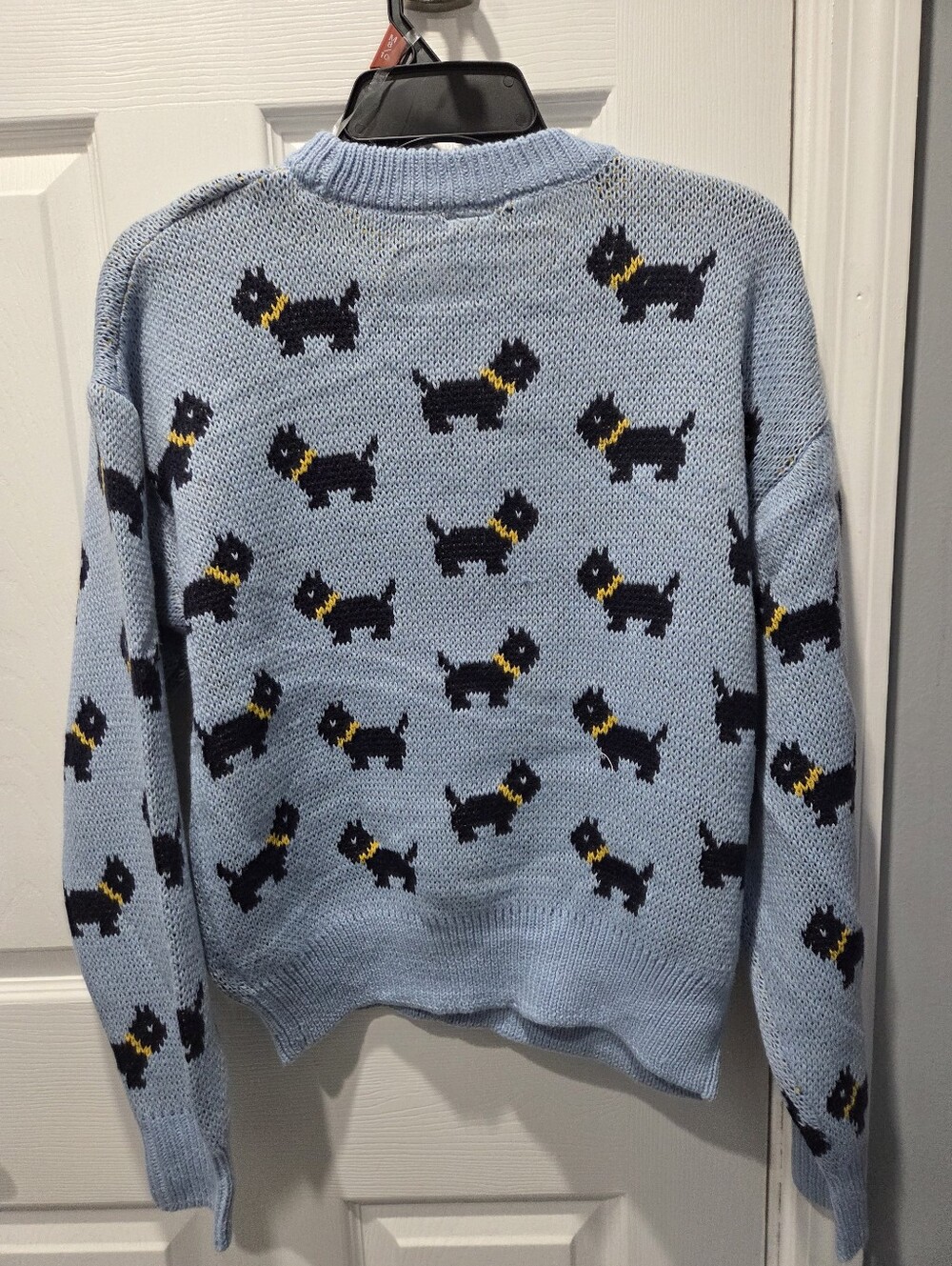 Stranger Things Netflix No Boundaries Women's Scottie Dog Sweater Blue Size M